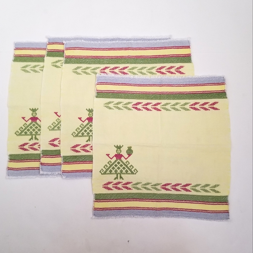 Embroidered Table Napkins Mexican Set of 4